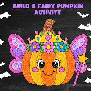 Build a Fairy Pumpkin Printable Craft | Halloween Color Cut and Paste Activity for Kids | Pumpkin Fairy Coloring Craft | Instant Download