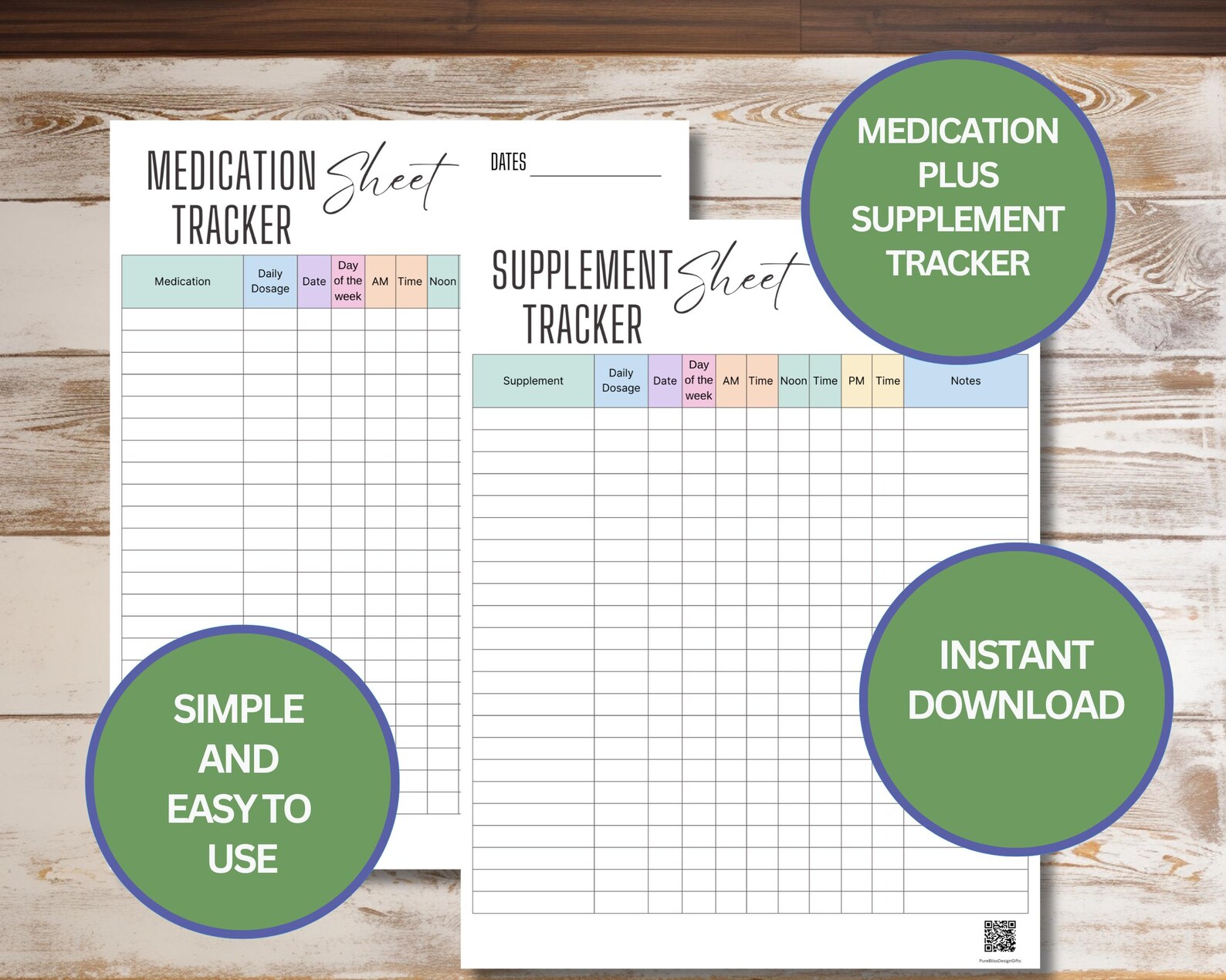 Medication Tracker Plus Supplement Log Sheets | Printable & Easy to Use ...