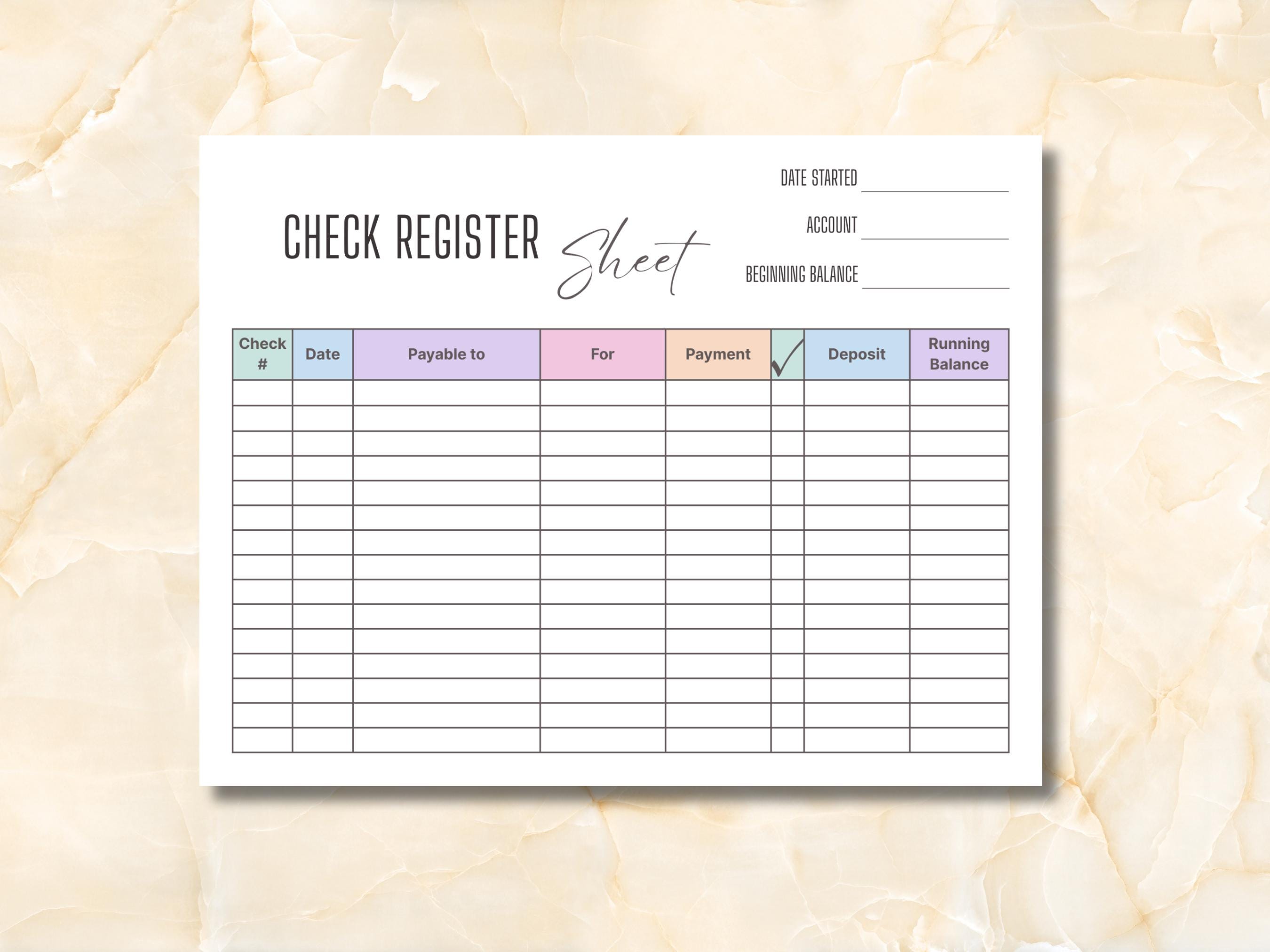 Checkbook Register in Color | Large Print and Spacing | 11