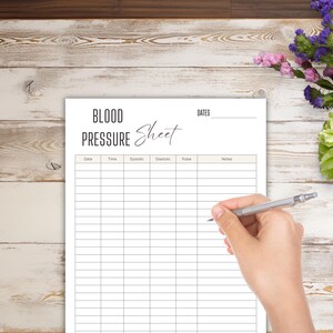 Blood Pressure Sheet, Blood Pressure Tracker, Blood Pressure Printable, Blood Pressure Log, Medical Tracker, BP Tracker,Blood Pressure Chart