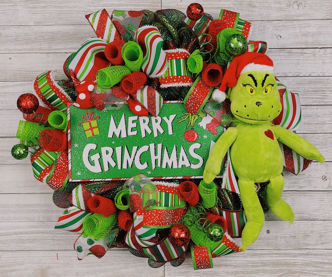 Grinch Christmas Wreath, Grinchmas Wreath, Grinch Home Decor, Grinch