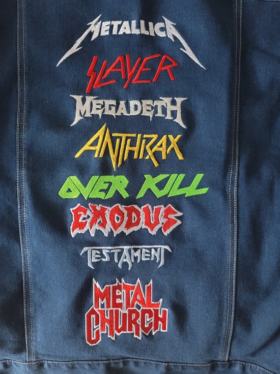 Custom Metal Battle Vest Denim Jean Jacket Embroidered -slayer