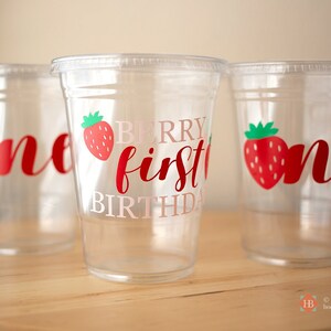Plastic Disposable Strawberry Birthday Cups/Strawberry Birthday Cup/Berry First Birthday Cup/Strawberry Cup/Berry Themed Part