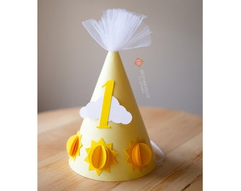 3D Sunshine First Birthday Party Hat, Sun  Birthday Party Themed Decorations