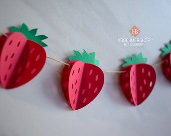 Strawberry Party Garland, Strawberry Berry First Birthday Theme Party Decoration