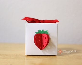 Strawberry Favor Boxes, Berry First Birthday Party (Set of 6 or 12)