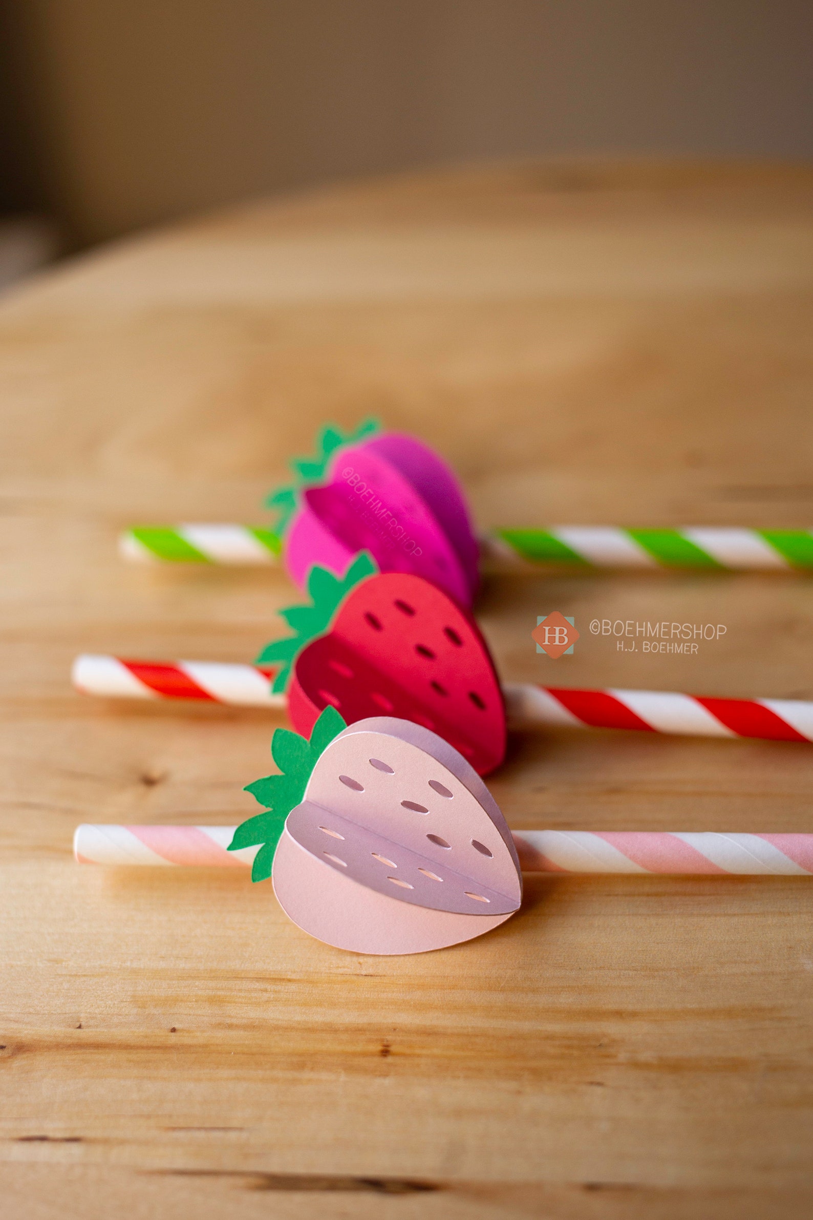 3dstrawberry Straw Toppers/removable Strawberry Straw Etsy