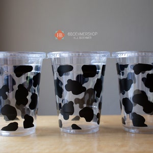 Plastic Disposable Cow Cups/Cow Birthday Cup/Cow Party Cup/Cow Cup/Cow Themed Party/Cow Spot Cup/Cow Drink Cup