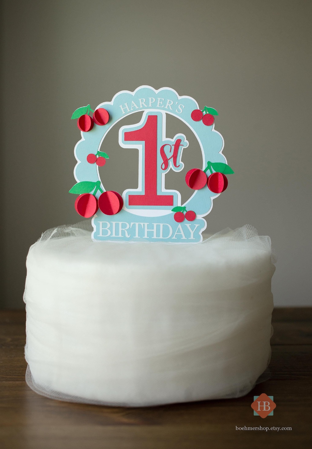 Cherry First Birthday Cake Topper, Cherry Themed Birthday Party ...