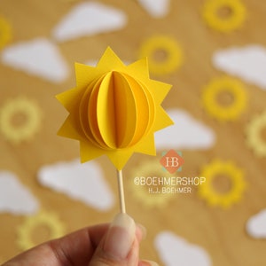 3D Sunshine Cupcake Toppers / 3D Sun Cupcake Toppers / Sunshine Birthday Party / Sunshine Baby Shower / Gender Neutral