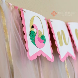 Tropical Flamingo First Birthday Garland/Tropical Flamingo Birthday Theme/Tropical Birthday Banner/Flamingo Highchair Banner/Tropical Party