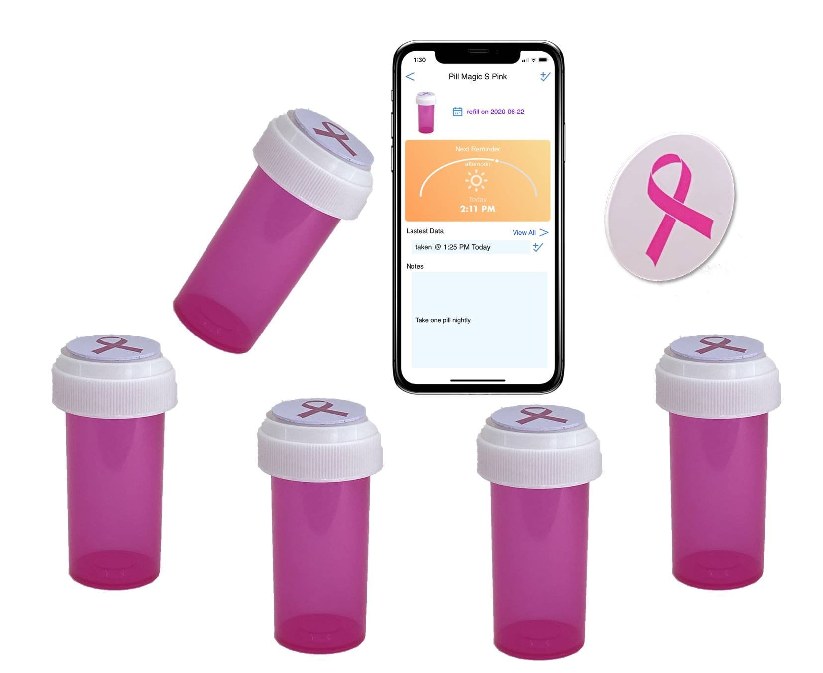  Jini Pill Magic S Smart Pill Bottle- Instantly Set Pill  Reminder, Record Pill Taken & Location by Just Tapping The Logo with Your  Phone (Pack of 6: 2 Amber, 2 Blue