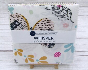 OOP - HTF - Whisper by Victoria Johnson for Windham Fabrics 5 inch Charm Squares - 42 fabric squares - Ready to ship