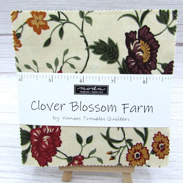 NEW - Clover Blossom Farm byKansas Troubles Quilters for Moda  - 5 inch Charm Squares Pack- 42 fabric squares - Ready to ship