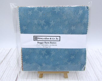 OOP - VHTF - Rare - Buggy Barn Basics by Henry Glass & Co - 5 x 5 inch Squares Charm Square Pack 42 pcs  Ready to ship