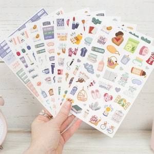 Rust is zelfzorg stickerpakket | 8 handgetekende, verplaatsbare plannerstickers voor mindful pauzes, dagboeken, scrapbooks en cadeaus van bloom