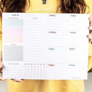Planning Pad, 8.5&quot; x 11&quot;, Weekly To-Do List & Planner, Pastel