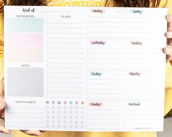Planning Pad, 8.5" x 11", Weekly To-Do List & Planner, To-Do Pad, Planner Pad, Pastel by bloom daily planners