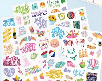 Sticker Sheets, Holiday Planner Stickers