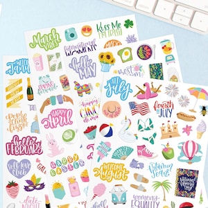 Sticker Sheets, Holiday Planner Stickers