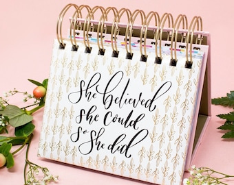 Inspirational Quote Perpetual Desk Easel and Calendar, 365 CHRISTIAN QUOTES (5.5"x5.5") Writefully His by bloom daily planners