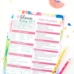 Party Planner and Party Planning Checklist Printable PDF 8.5 x 11 Instant Download image 2