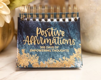 Inspirational Quote Perpetual Desk Easel and Calendar, 365 POSITIVE AFFIRMATIONS (5.5&quot;x5.5&quot;) by bloom daily planners