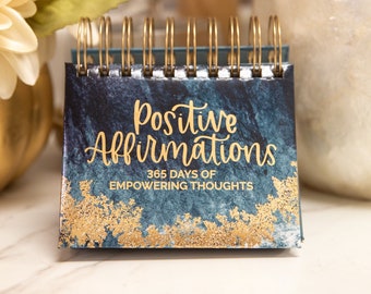 Inspirational Quote Perpetual Desk Easel and Calendar, 365 POSITIVE AFFIRMATIONS (5.5"x5.5") by bloom daily planners