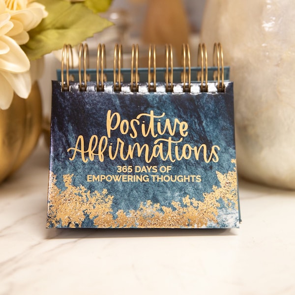 Inspirational Quote Perpetual Desk Easel and Calendar, 365 POSITIVE AFFIRMATIONS (5.5"x5.5") by bloom daily planners