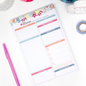 Planning Pad, 6" x 9", Daily Planning System, Floral Dots