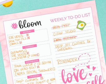 Weekly To Do List - Printable PDF - 8.5" x 11" Instant Download