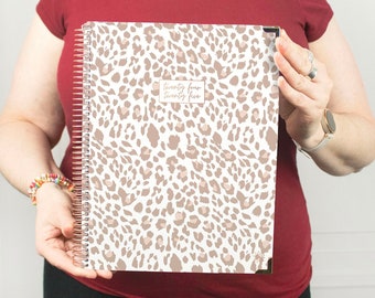 2024-25 Hard Cover Planner, 8.5” x 11”, Tan Leopard - Academic Year July 2024 - July 2025 by bloom daily planners