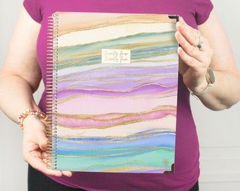 2024-25 Hard Cover Planner, 8.5” x 11”, Watercolor Waves - Academic Year July 2024 - July 2025 by bloom daily planners