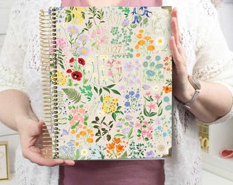 2027 Calendar Year Hard Cover Planner, 8.5" x 11" | Large Weekly and Daily Planner | Garden Party