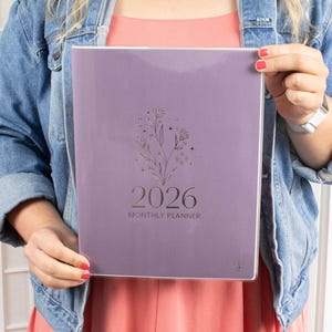 2026 Monthly Planner, 9" x 12", Gold Floral Stamp