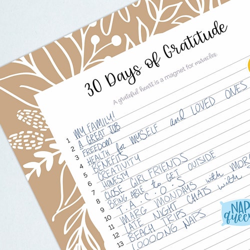 30 Days of Gratitude Printable PDF 8.5 X 11 - Etsy