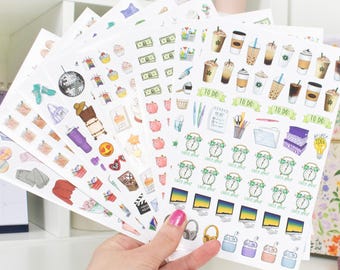 Everyday Essentials Sticker Pack | 8 Pages with 535+ Hand-Drawn Planner Stickers for Productivity, Chores, Fitness, Travel & Fun by bloom