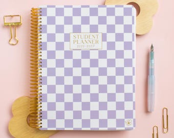 2026-27 Student Planner 7x9 | Daisy Column Academic Planner | Weekly School & Homeschool Planner | Homework Organizer Checkered Pattern