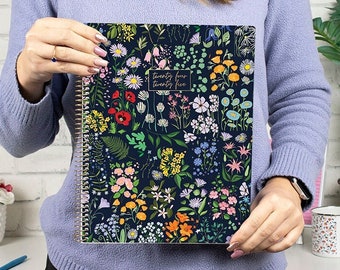 2024-25 Soft Cover Planner, 8.5” x 11”, Navy Garden Party - Academic Year July 2024 - July 2025 by bloom daily planners