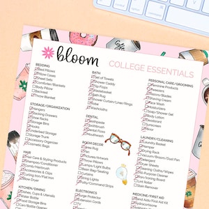 College Essentials paklijst - afdrukbare pdf - 8,5 x 11" direct downloaden