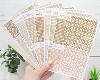 Planner Sticker Pack, Calendar Essentials Dates Dots and Banners for Undated Planners, Journals - Aesthetic Boho