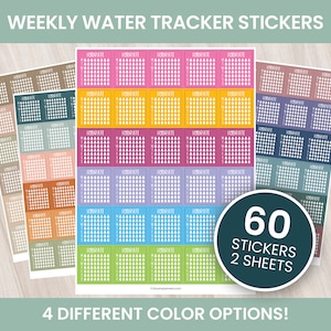 Water Tracker Stickers, Weekly Water Trackers, Water Intake Stickers, Planner Stickers, Calendar Stickers, Sticker Sheets, Fitness Stickers