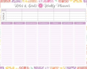 Roles and Goals Weekly Tracker - Printable PDF - 8.5" x 11" Instant Download