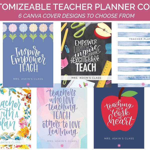 Customizable Teacher Planner Covers - Canva Template - 8.5" x 11"