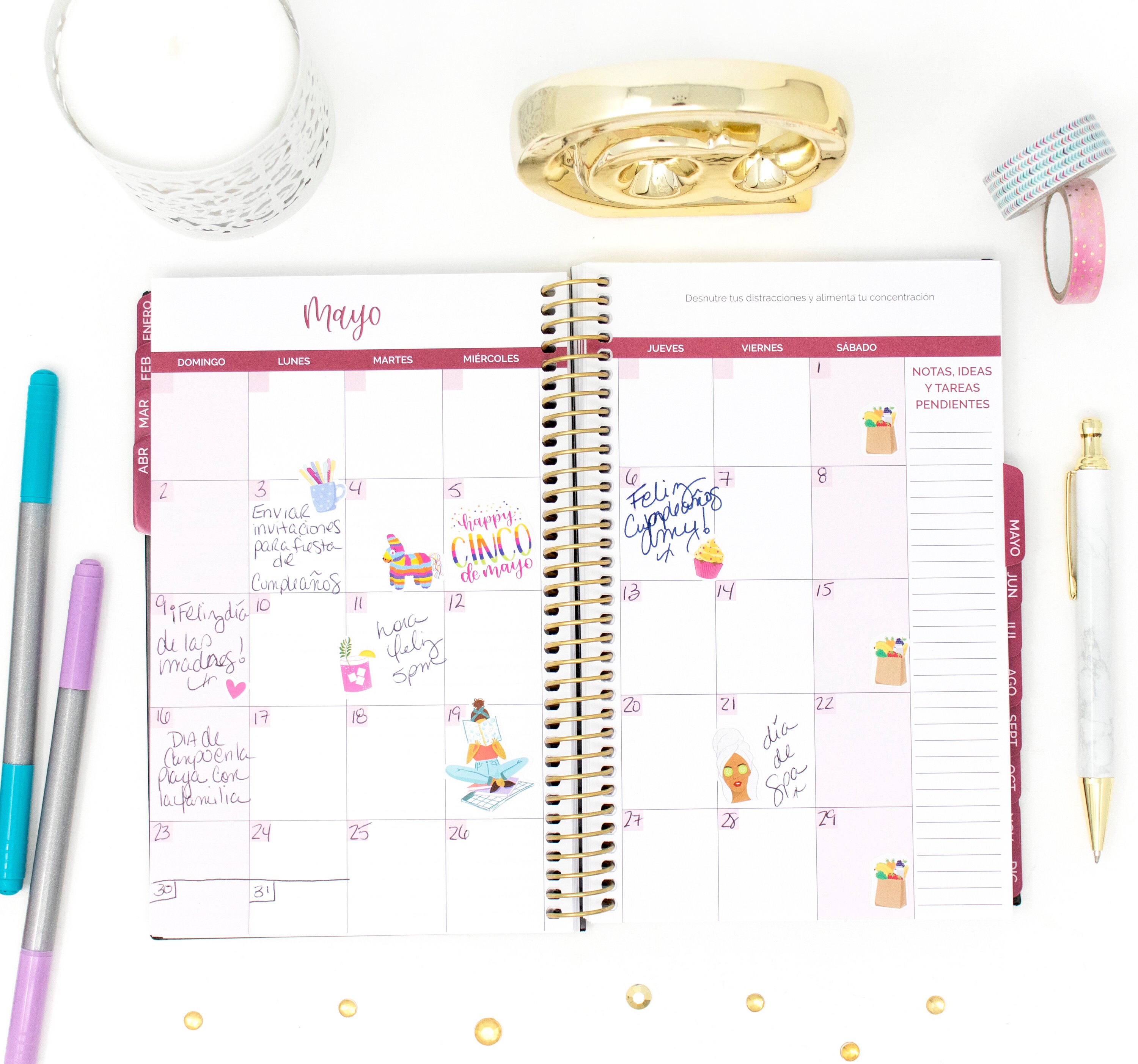 Undated Spanish Planner Agenda Calendar Folky Floral by bloom Etsy México