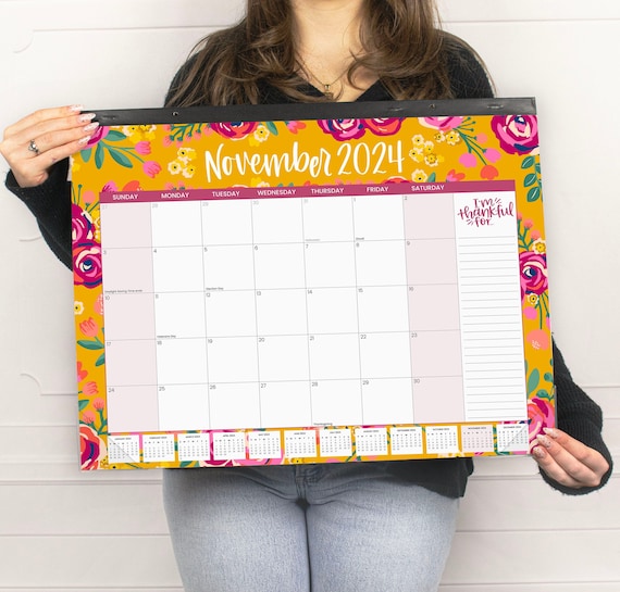 2024 Calendar, Desk Calendar, 16x21 Calendar, January-december Calendar, LARGE  Desk Calendar, VINTAGE FLORAL - Etsy