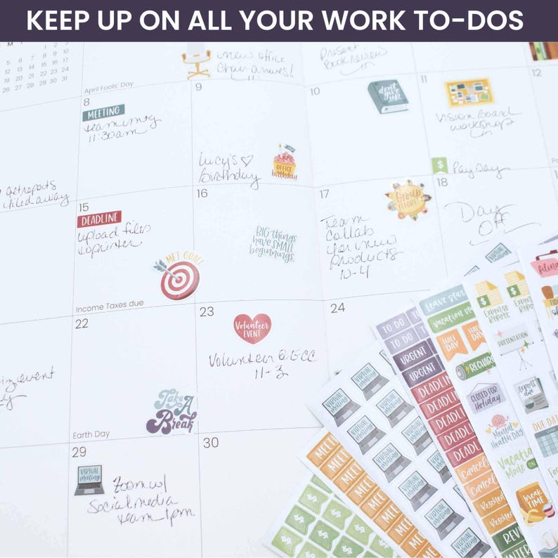 Workday Essentials Planner Stickers | 8-page Office, Meeting, Deadline ...