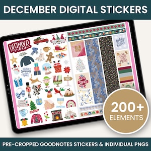 Decemberstickers, digitale stickers, Goodnotes-stickers, png-stickers, winterstickers, decemberstickerkit, digitale plannerstickers