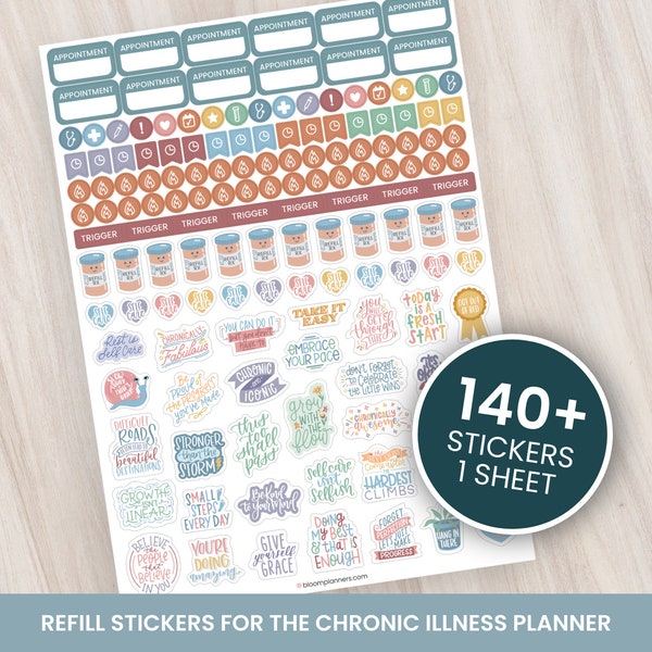 Chronic Illness Stickers, Planner Stickers, Calendar Stickers, Sticker Sheets, Journaling Stickers