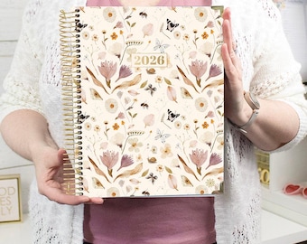 2026 Hardcover Planer, 8.5" x 11", Schmetterlingsgarten